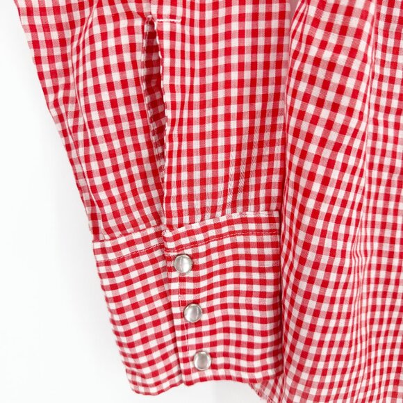 Dickson Jenkins Pearl Snap Red Gingham Plaid Shirt Western 14/36 Men's - Picture 3 of 7